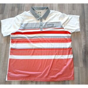 Adidas Golf Polo Shirt Climacool Short Sleeve Stripe Mens 2XL Rose Gray White